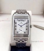 Clone Jaeger LeCoultre Grande Reverso Duo Stainless Steel White Watch with Date